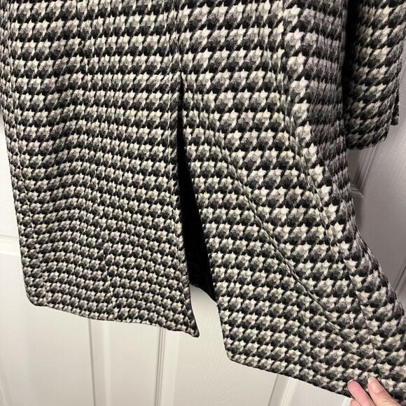 Croft & Barrow Small Black/White/Gray Wool Houndstooth Pattern Coat Knee Length - Picture 4 of 9